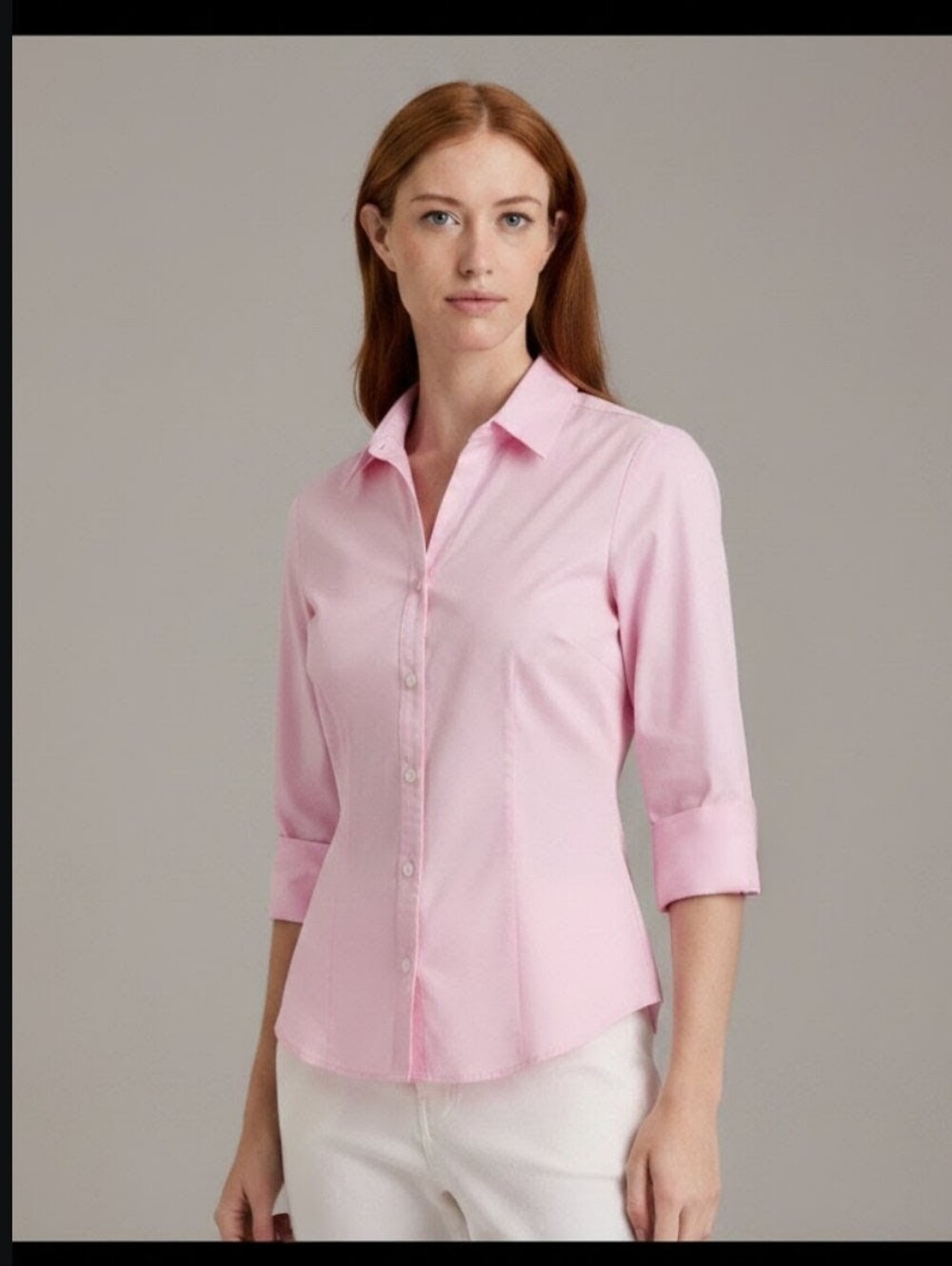 TALBOTS - Women's Button Up 3/4 Slv Top Sz Medium- Light PINK